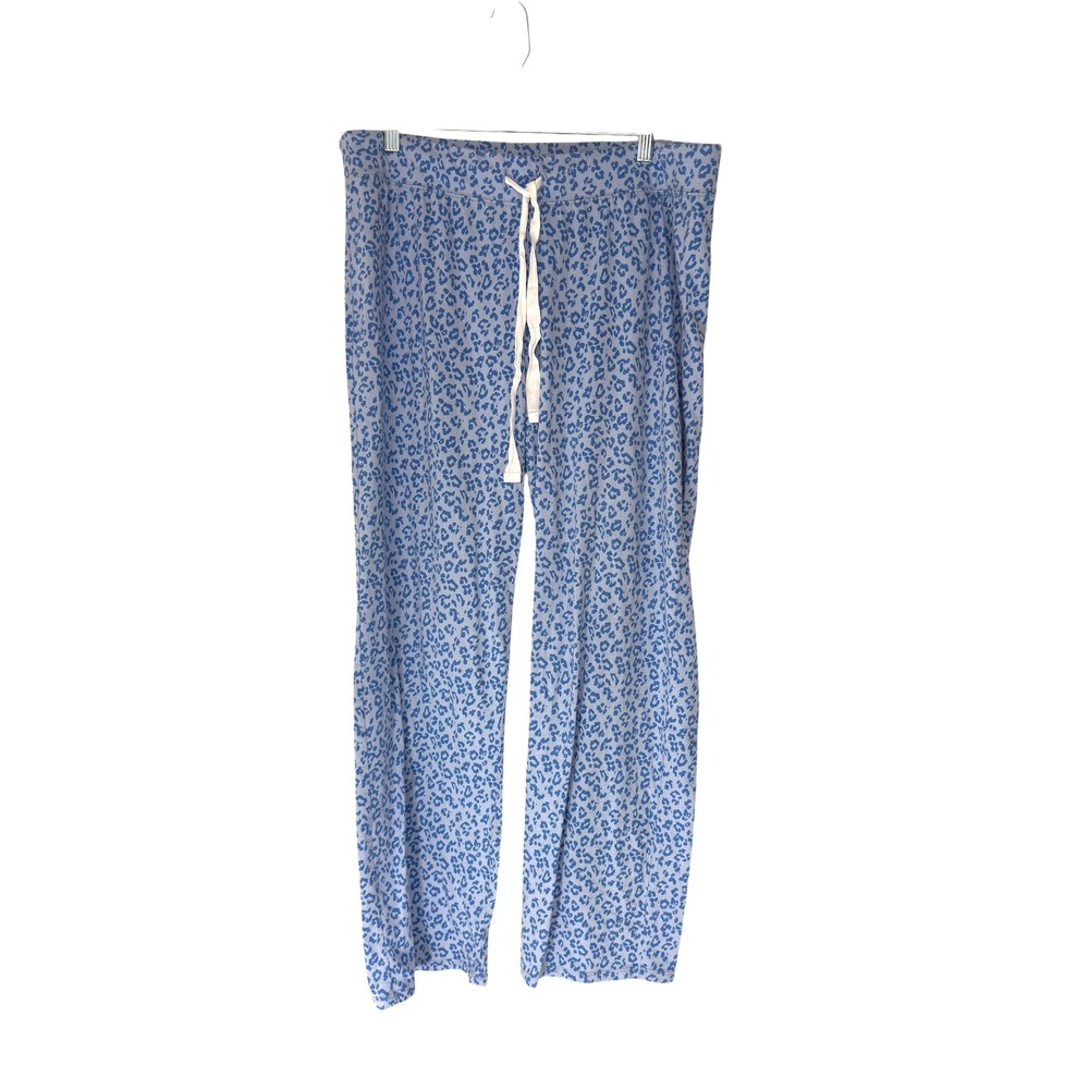 J.Crew Knit Pajama Pant Brunnera Blue Leopard Print Lounge Loungewear Size XL